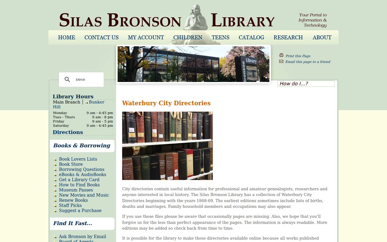 Waterbury city directory collection at Silas Bronson Library
