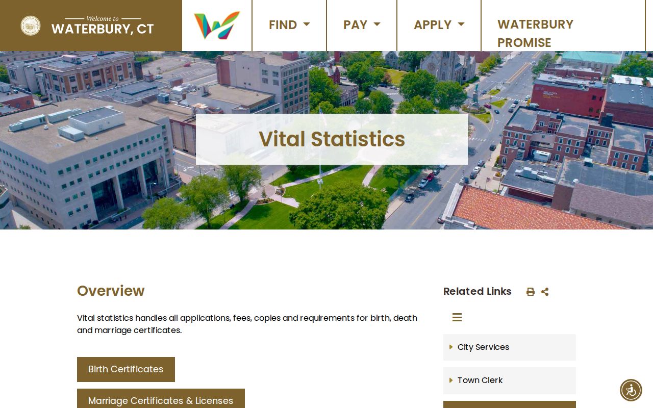 Waterbury residents directory vital statistics access